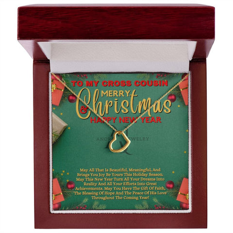 To My Cross Cousin - Merry Christmas - Gold Heart Pendant Necklace