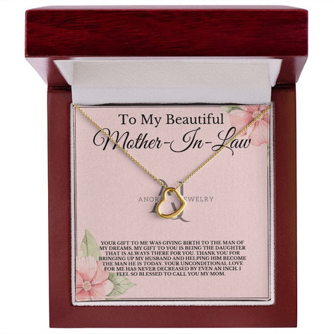 To My Beautiful Mother-In-Law - Gold Heart Pendant Necklace
