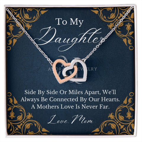 To My Daughter - Mother To Daughter - Interlocking Heart Necklace