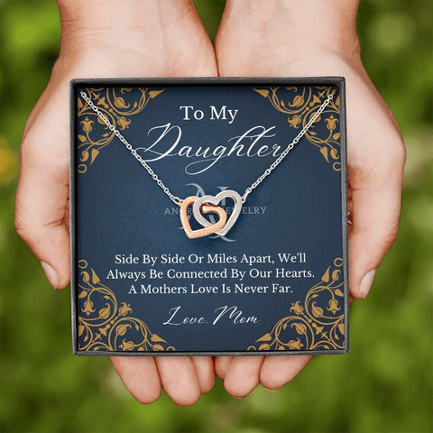 To My Daughter - Mother To Daughter - Interlocking Heart Necklace