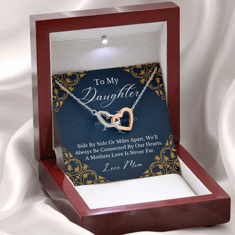 To My Daughter - Mother To Daughter - Interlocking Heart Necklace