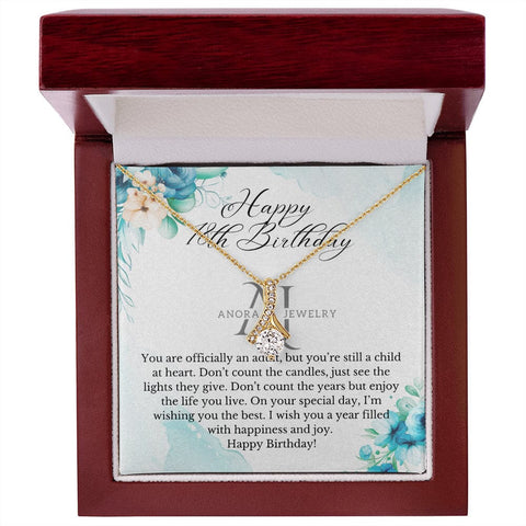 Happy 18th Birthday -Eternal Elegance Ribbon Pendant Necklace