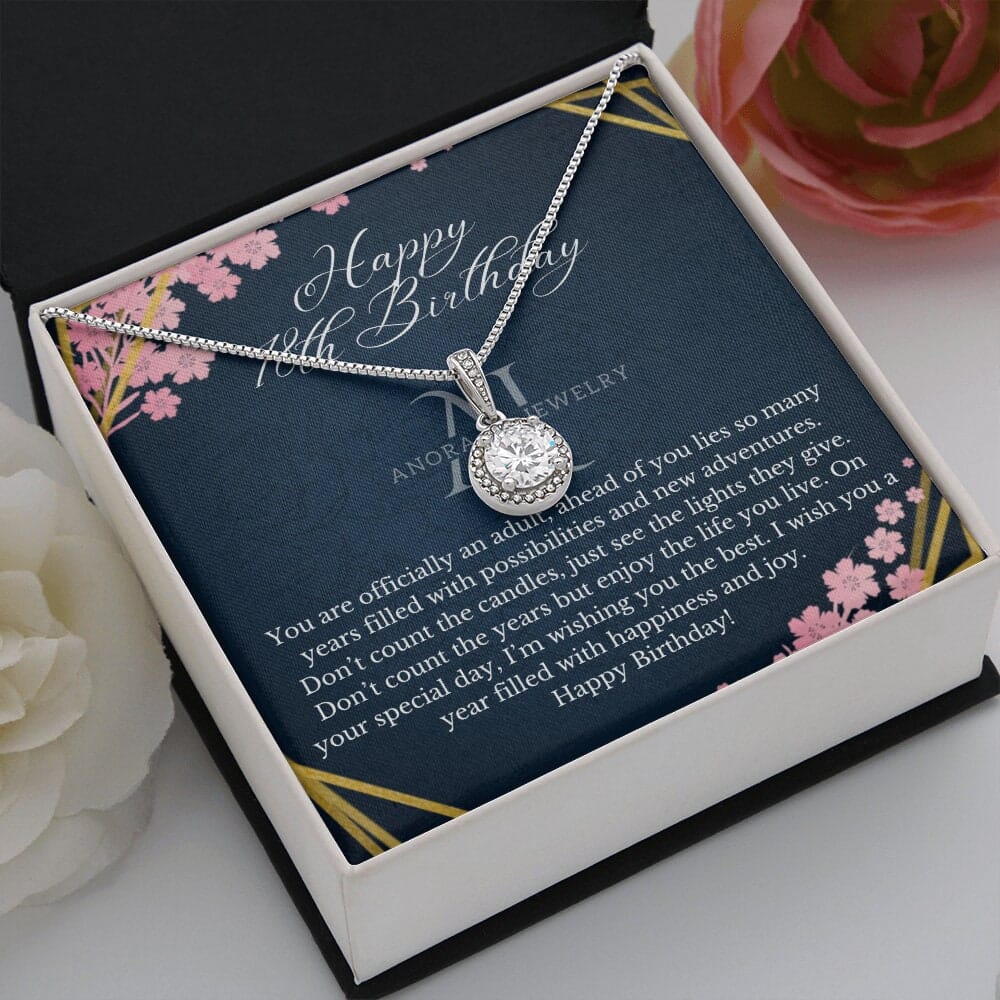 Happy 18th Birthday - Eternal Hope Halo Pendant Necklace