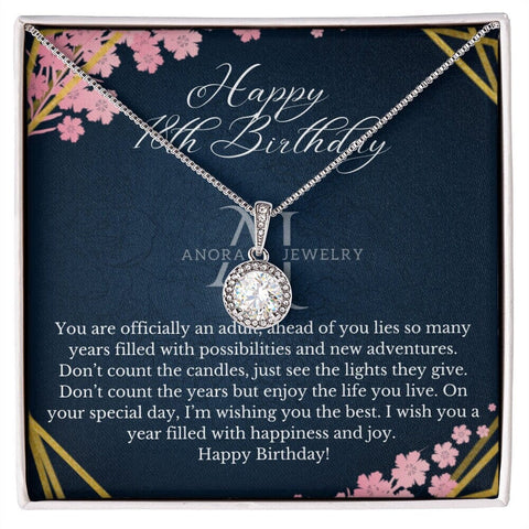 Happy 18th Birthday - Eternal Hope Halo Pendant Necklace