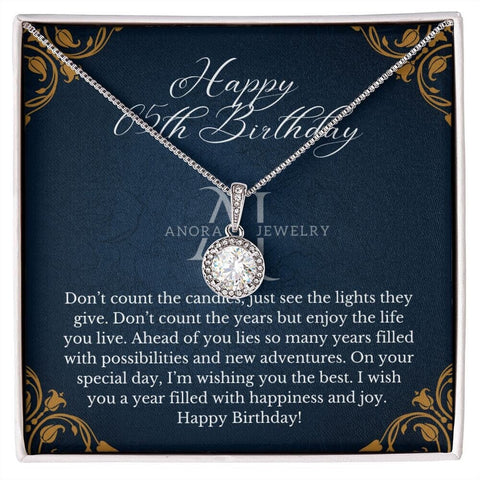 Happy 65th Birthday - Eternal Hope Halo Pendant Necklace