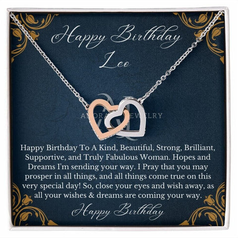 Happy Birthday Leo - Interlocking Hearts Necklace - Zodiac Birthday Gift