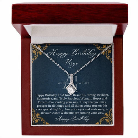 Happy Birthday Virgo - Petite Ribbon Necklace - Zodiac Birthday Gift