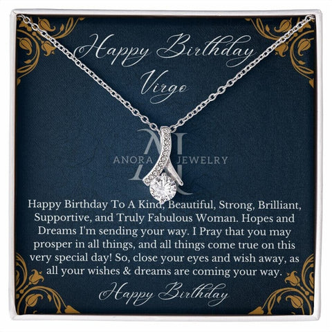 Happy Birthday Virgo - Petite Ribbon Necklace - Zodiac Birthday Gift