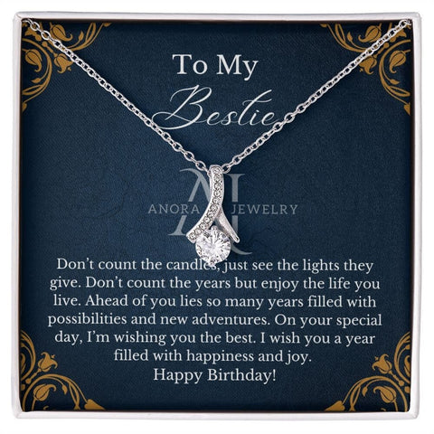 To My Bestie - Best Friend Birthday - Petite Ribbon Necklace