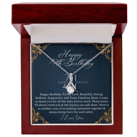 Mothers Happy 70th Birthday - Petite Ribbon Necklace