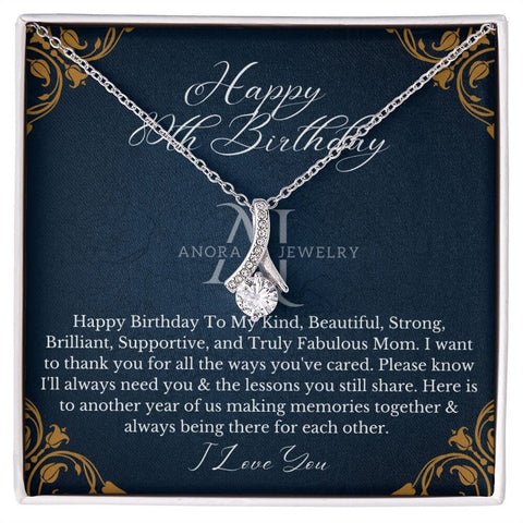 Mothers Happy 80 Birthday - Petite Ribbon Necklace