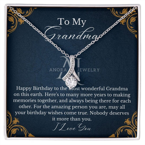 To My Grandma - Happy Birthday - Petite Ribbon Necklace