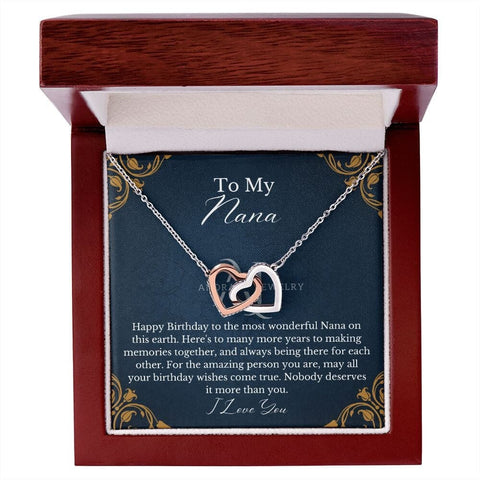 To My Nana - Happy Birthday - Interlocking Hearts Necklace