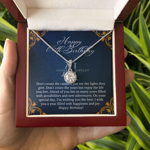 Happy 65th Birthday - Eternal Hope Halo Pendant Necklace