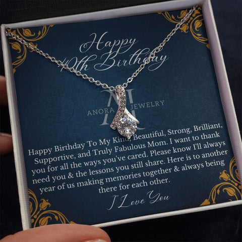 Mothers Happy 40th Birthday - Petite Ribbon Necklace