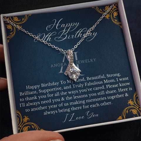 Mothers Happy 80 Birthday - Petite Ribbon Necklace