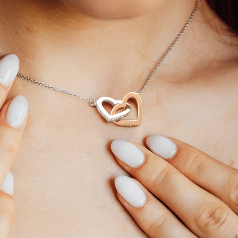 Happy 13th Birthday - 14K Rose Gold Interlocking Hearts Necklace