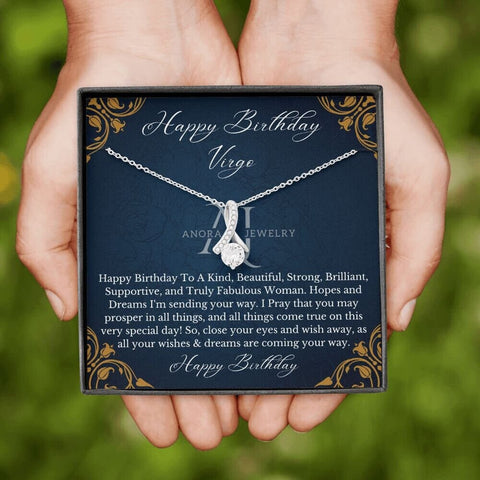 Happy Birthday Virgo - Petite Ribbon Necklace - Zodiac Birthday Gift