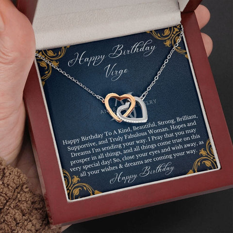 Happy Birthday Virgo - Interlocking Hearts Necklace - Zodiac Birthday Gift