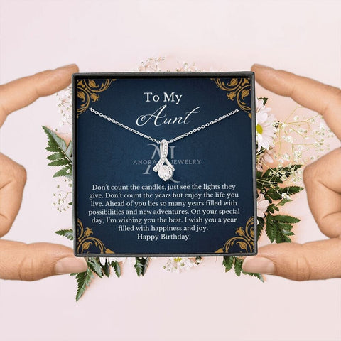 To My Aunt - Happy Birthday - Petite Ribbon Necklace