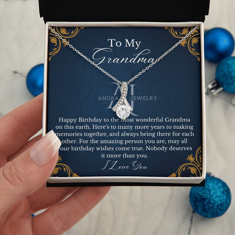 To My Grandma - Happy Birthday - Petite Ribbon Necklace