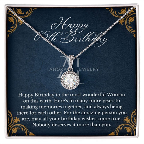 Happy 65th Birthday - Eternal Hope Halo Pendant Necklace