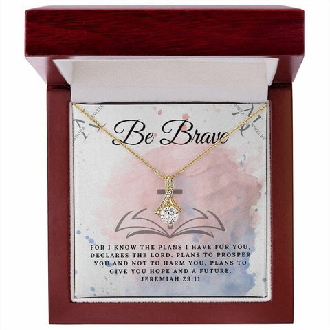 Be Brave (Jeremiah 29:11) - 14K Gold Ribbon Necklace