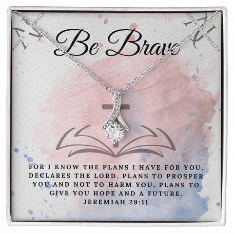 Be Brave (Jeremiah 29:11) - 14K Gold Ribbon Necklace