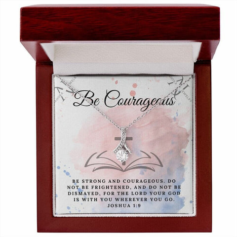 Be Courageous (Joshua 1:9) - 14K Gold Ribbon Necklace