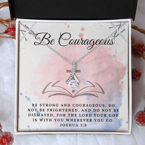 Be Courageous (Joshua 1:9) - 14K Gold Ribbon Necklace