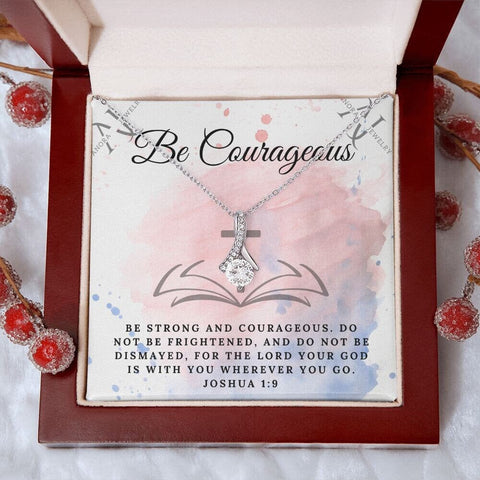 Be Courageous (Joshua 1:9) - 14K Gold Ribbon Necklace