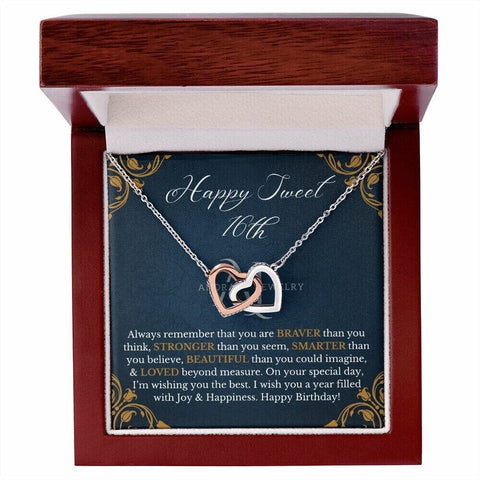 Happy Sweet 16th Birthday - Interlocking Hearts Necklace