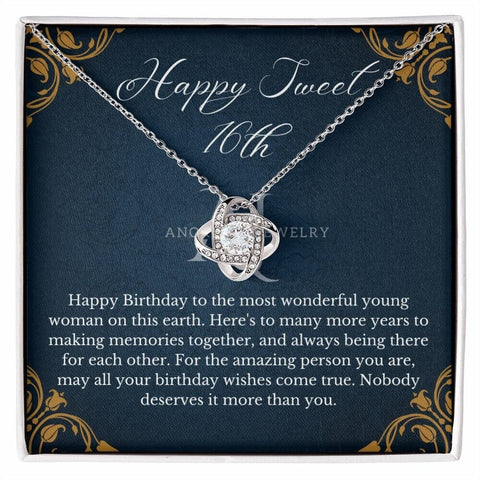 Happy Sweet 16th Birthday - Love Knot Necklace