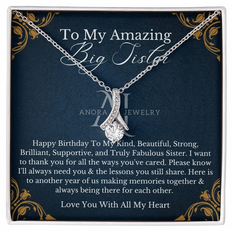 To My Amazing Big Sister - Happy Birthday - Petit Ribbon Necklace