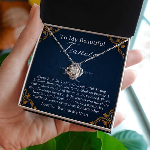 To My Beautiful Fiancée - Happy Birthday - Love Knot Necklace