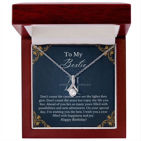 To My Bestie - Best Friend Birthday - Petite Ribbon Necklace