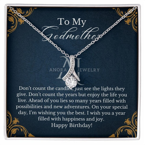 To My Godmother - Happy Birthday - Petite Ribbon Necklace