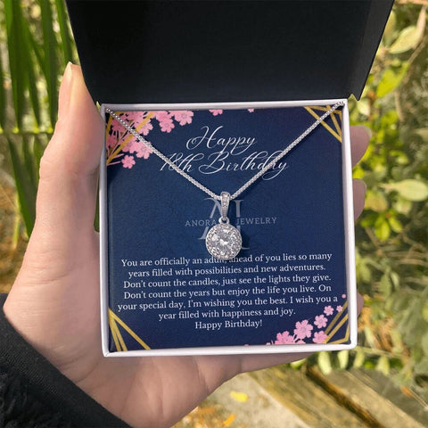 Happy 18th Birthday - Eternal Hope Halo Pendant Necklace