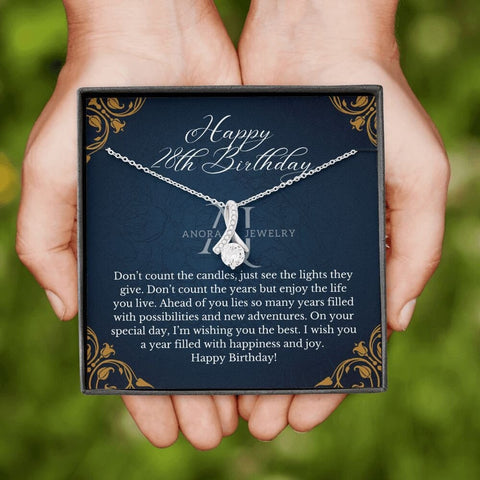 Happy 28th Birthday - Eternal Elegance Ribbon Pendant Necklace