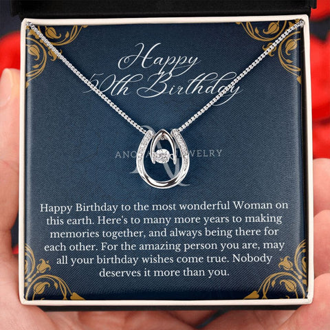 Happy 50th Birthday - Lucky Charm Horseshoe Necklace