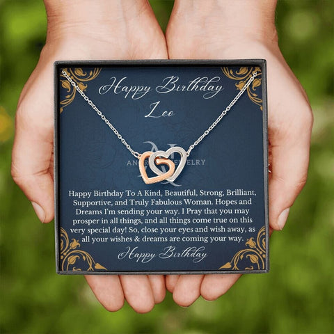 Happy Birthday Leo - Interlocking Hearts Necklace - Zodiac Birthday Gift