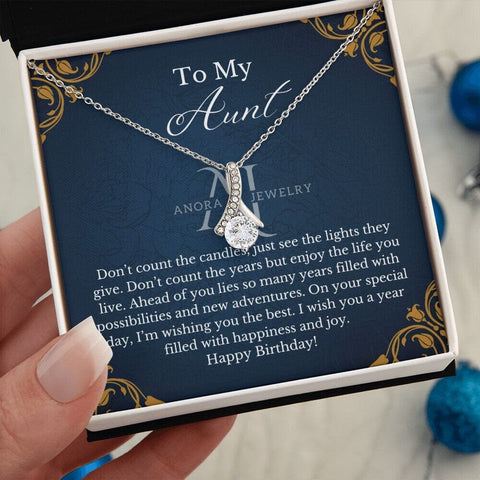 To My Aunt - Happy Birthday - Petite Ribbon Necklace