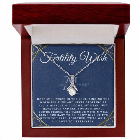 Fertility Wish -  14K Gold Ribbon Pendant Necklace