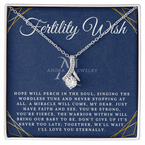 Fertility Wish -  14K Gold Ribbon Pendant Necklace