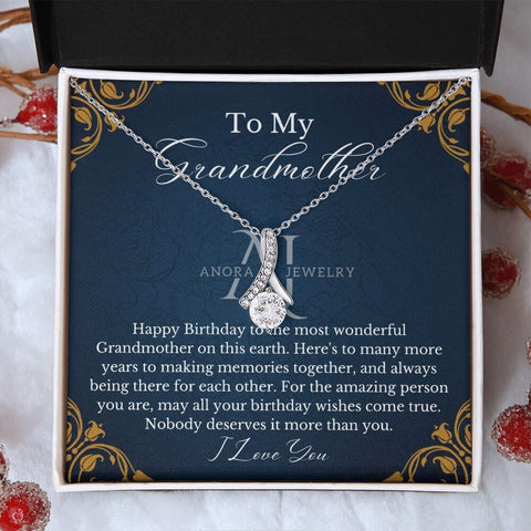 To My Grandmother - Happy Birthday - Petit Ribbon Necklace