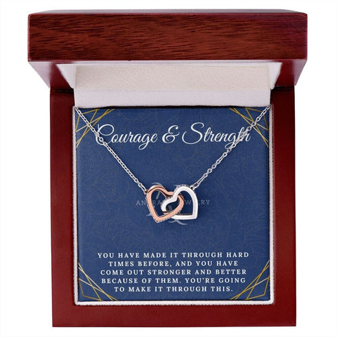 Courage and Strength - 14K Gold Interlocking Heart Necklace