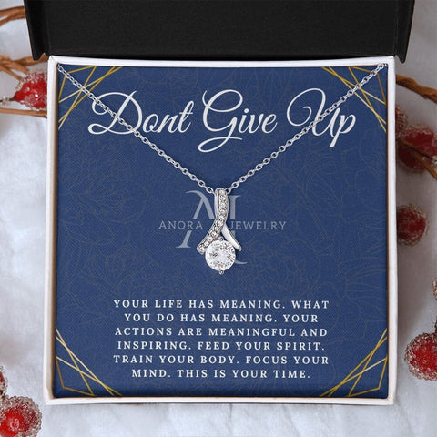 Don't Give Up Gift -  14K Gold Ribbon Pendant Necklace