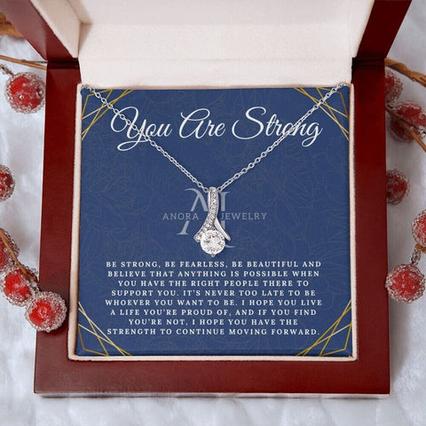 You Are Strong - Petite Ribbon Necklace