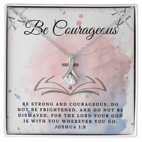 Be Courageous (Joshua 1:9) - 14K Gold Ribbon Necklace