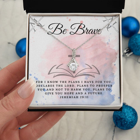 Be Brave (Jeremiah 29:11) - 14K Gold Ribbon Necklace